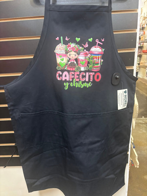 Apron large cafecito y chisme logo image 0
