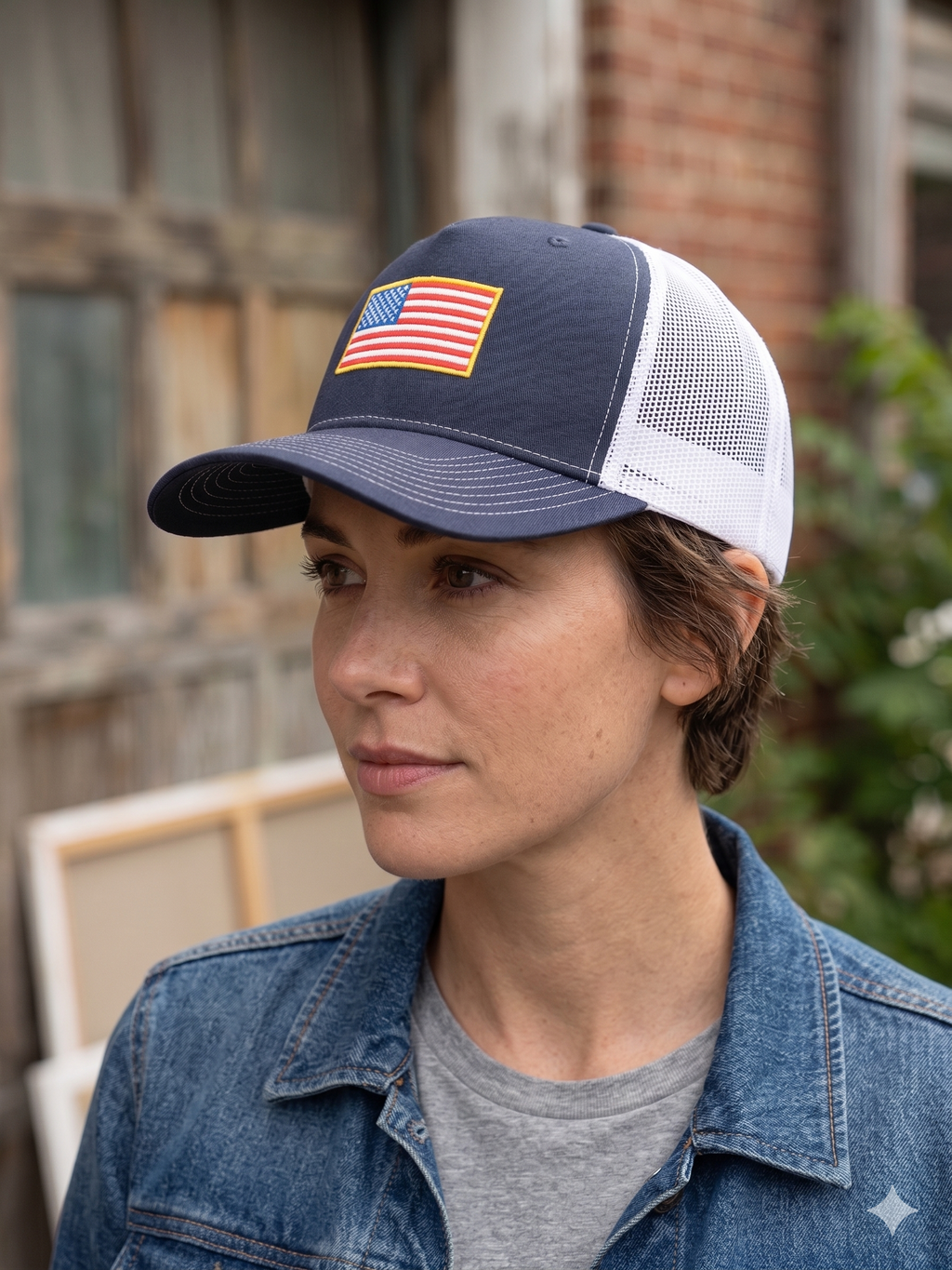 Port Authority trucker cap with USA embroidery logo