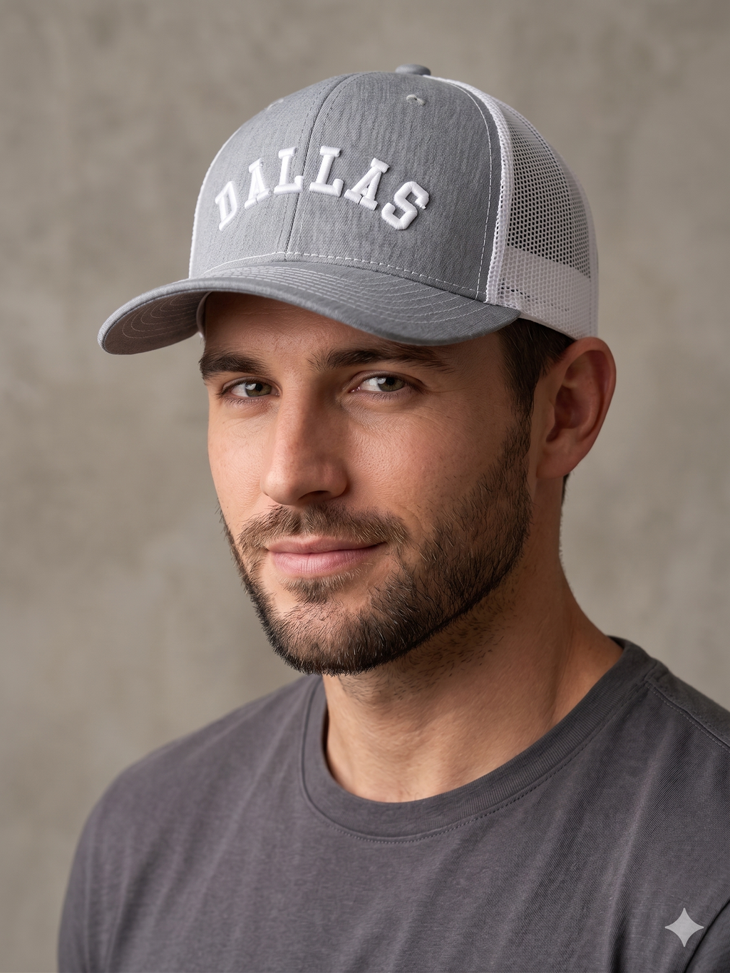Trucker cap gray with Dallas embroidery logo