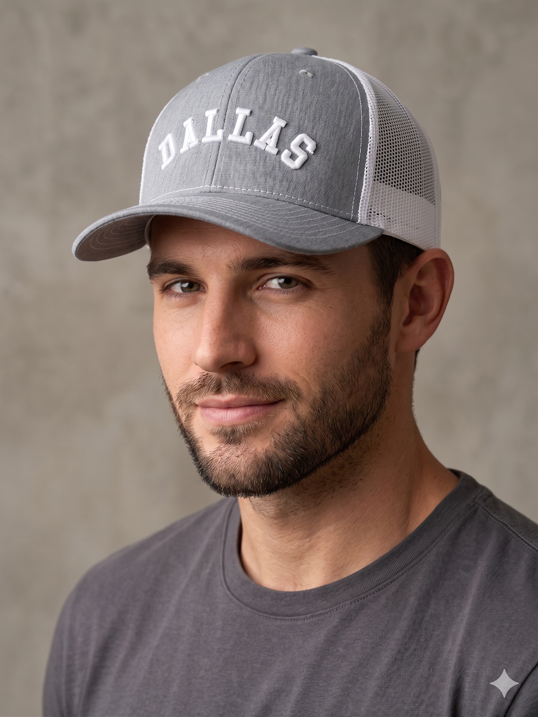 Trucker cap gray with Dallas embroidery logo