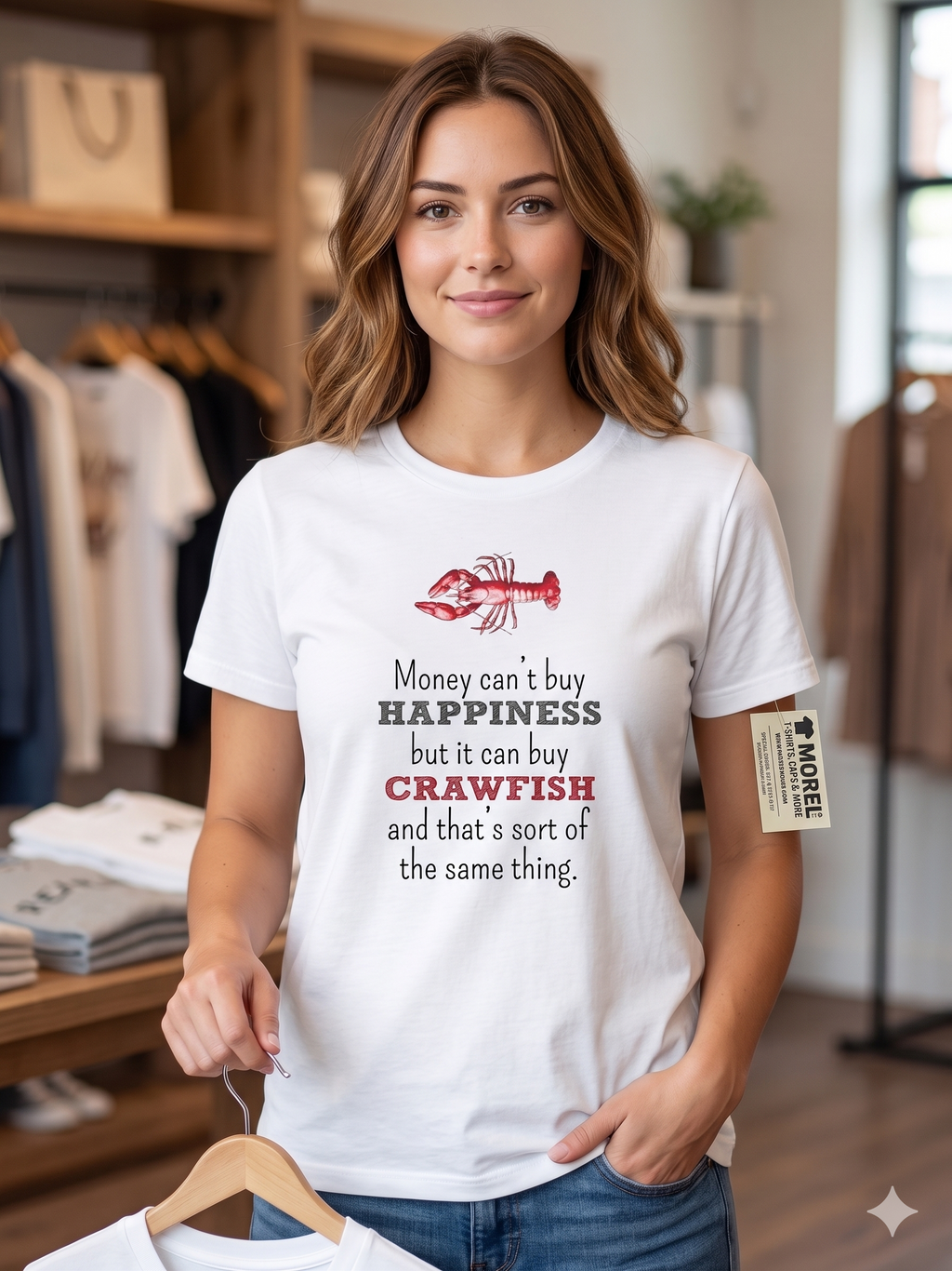 T-shirt white 100% cotton with crawfish logo