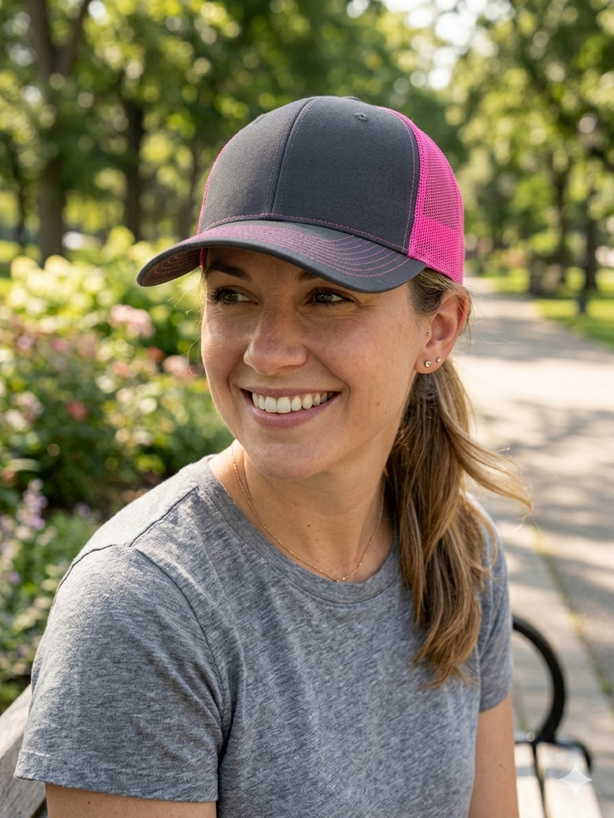Trucker Cap Port Authority C112 Gray/pink