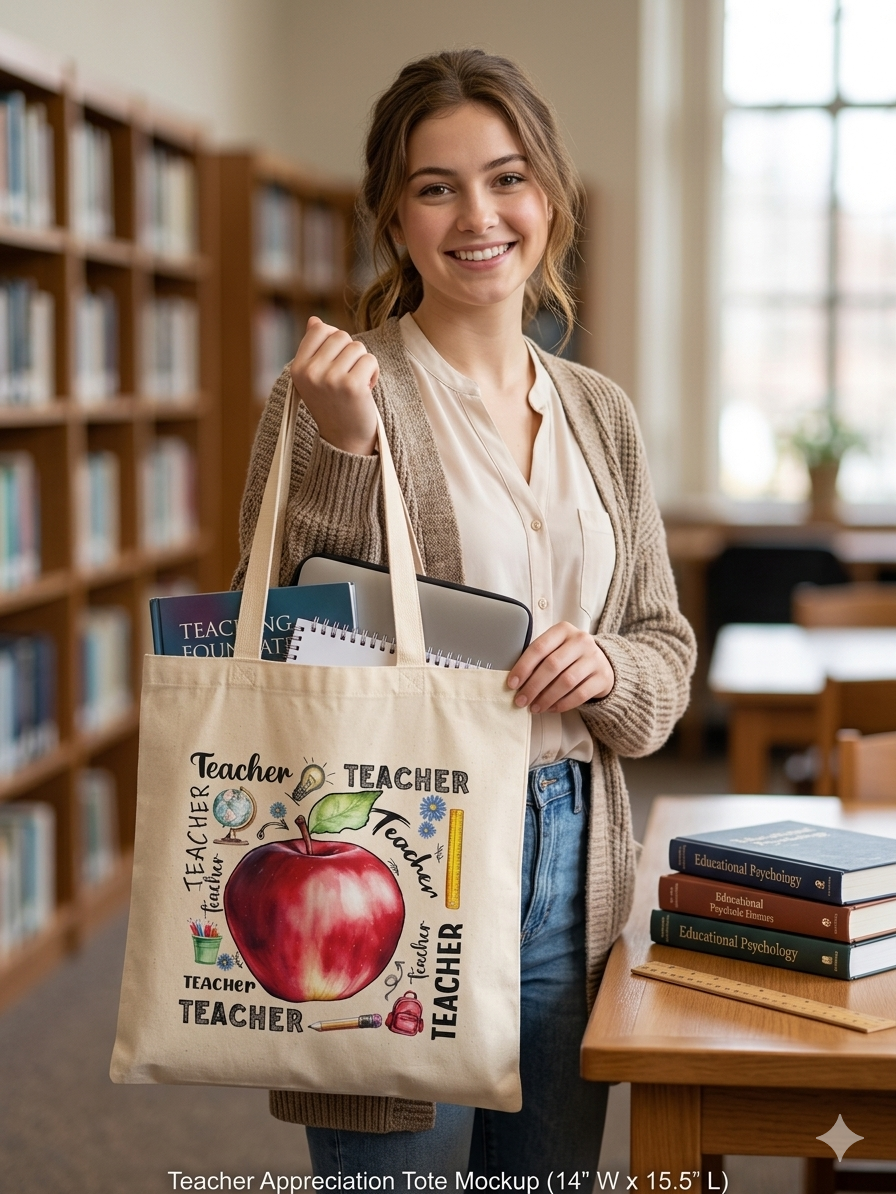 Tote Bag Teacher Canva 100% cotton