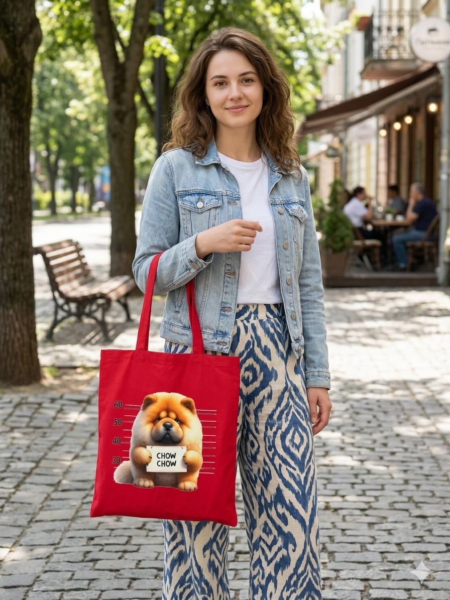 Tote Bag Red Chow Chow 100 % cotton