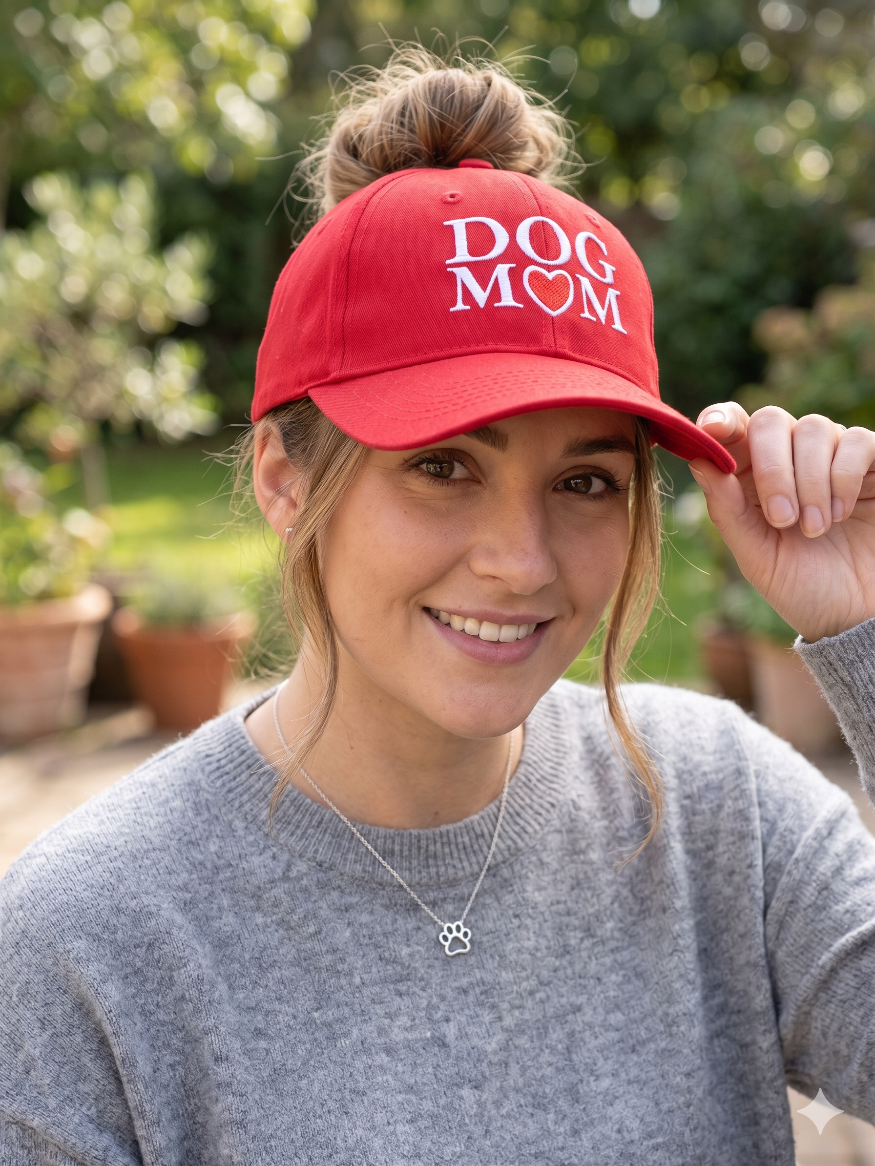 Cap Dog Mom Light Red
