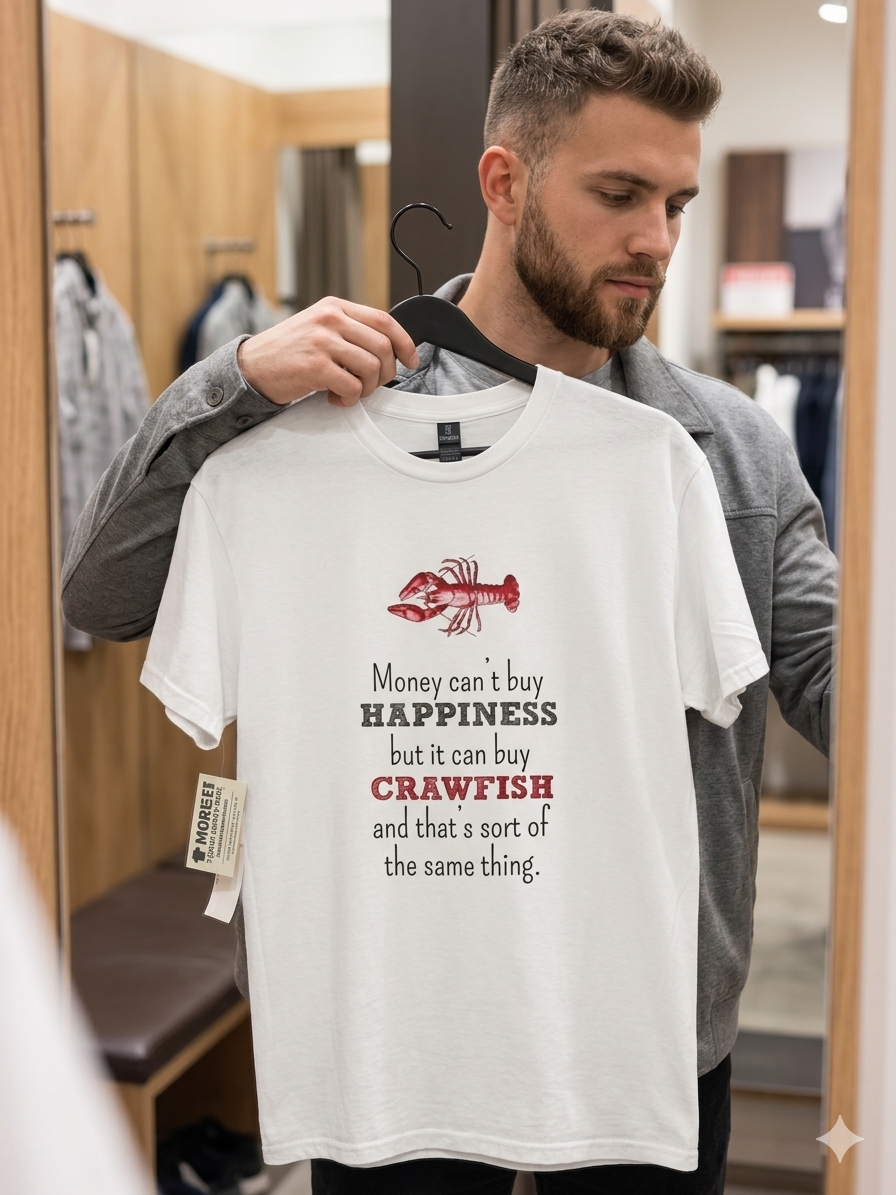 T-shirt white 100% cotton with crawfish logo
