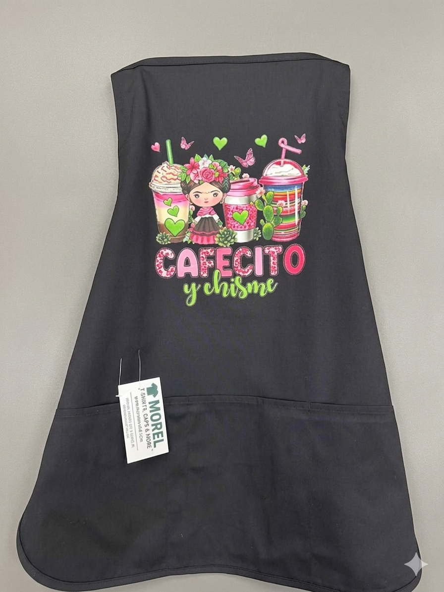 Apron large cafecito y chisme logo