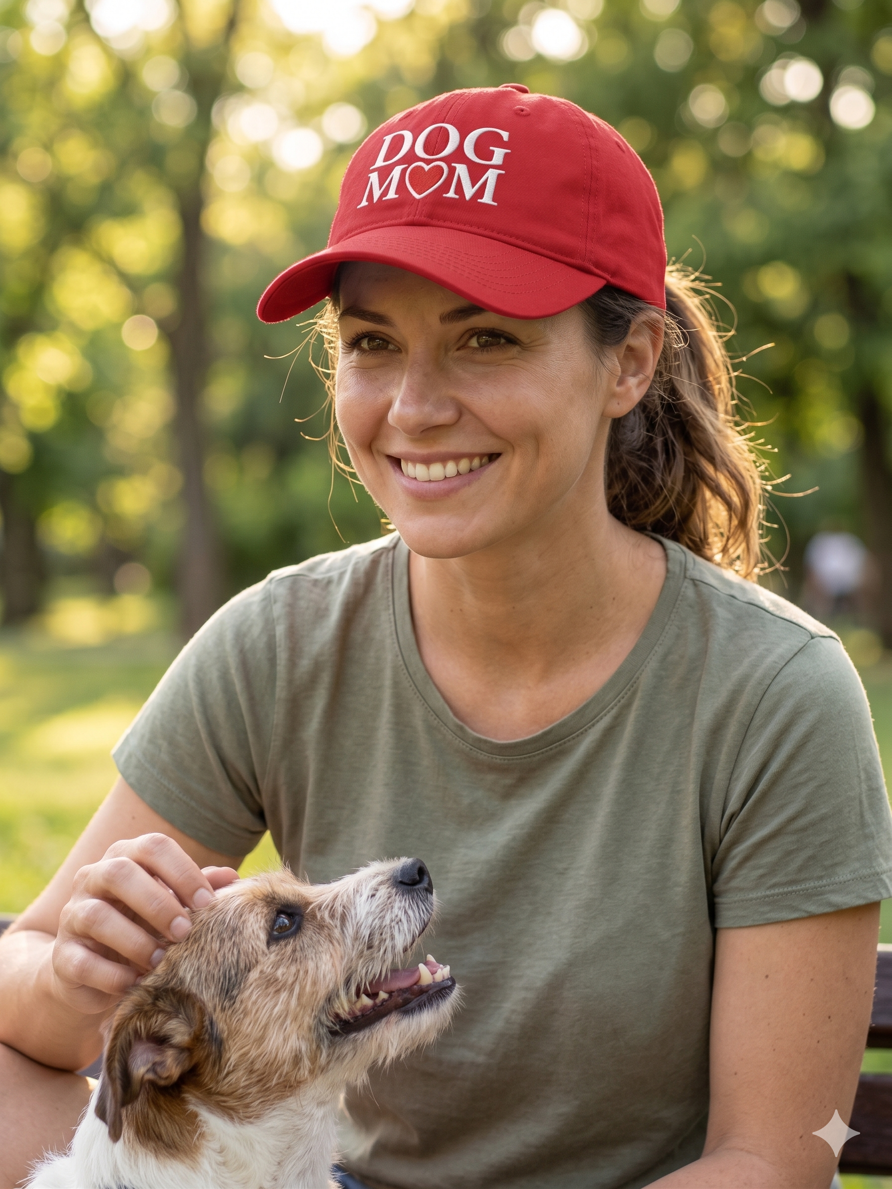 Cap Dog Mom Dark Red