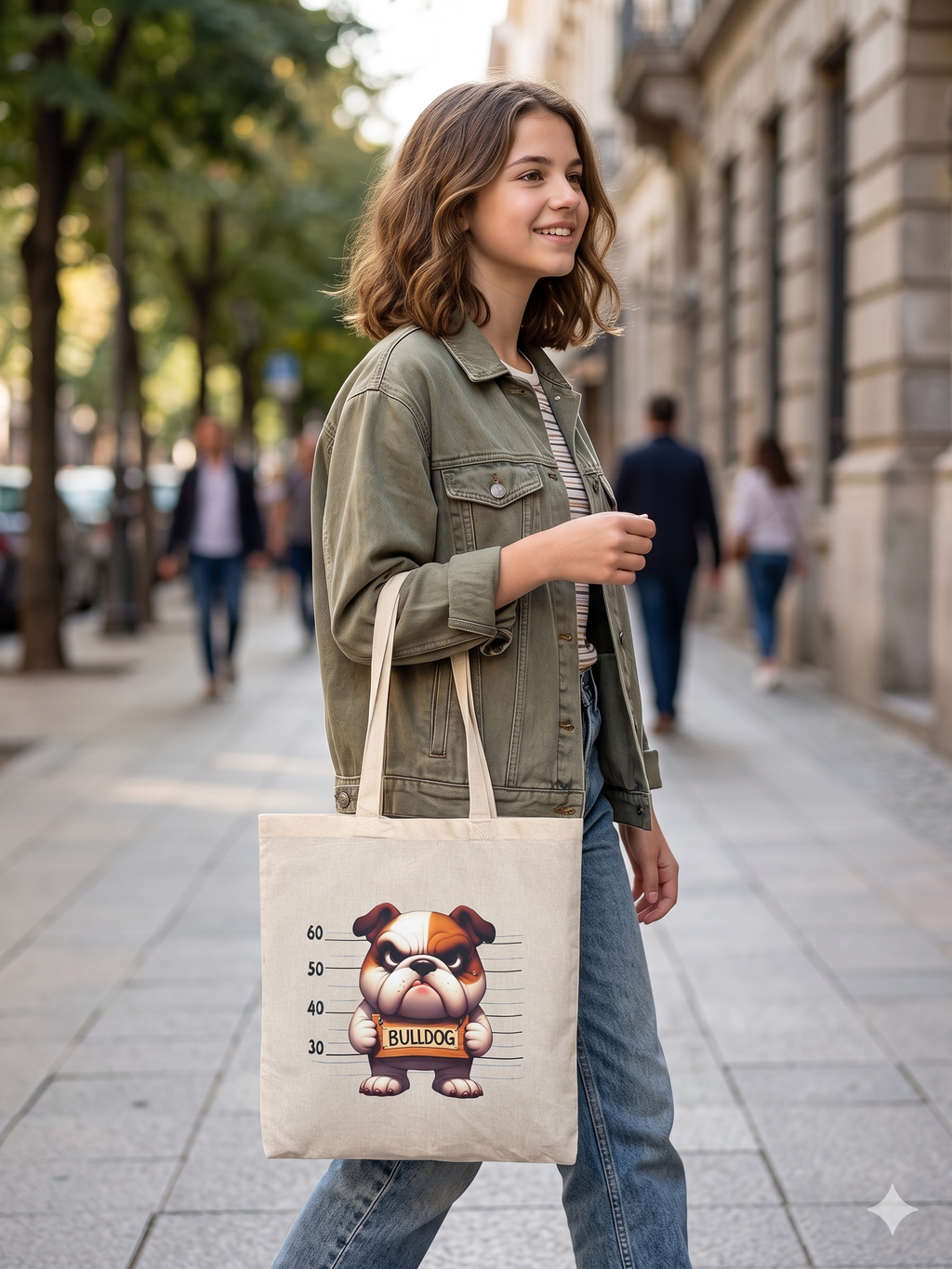 Tote Bag Canva Bulldog 100 % cotton