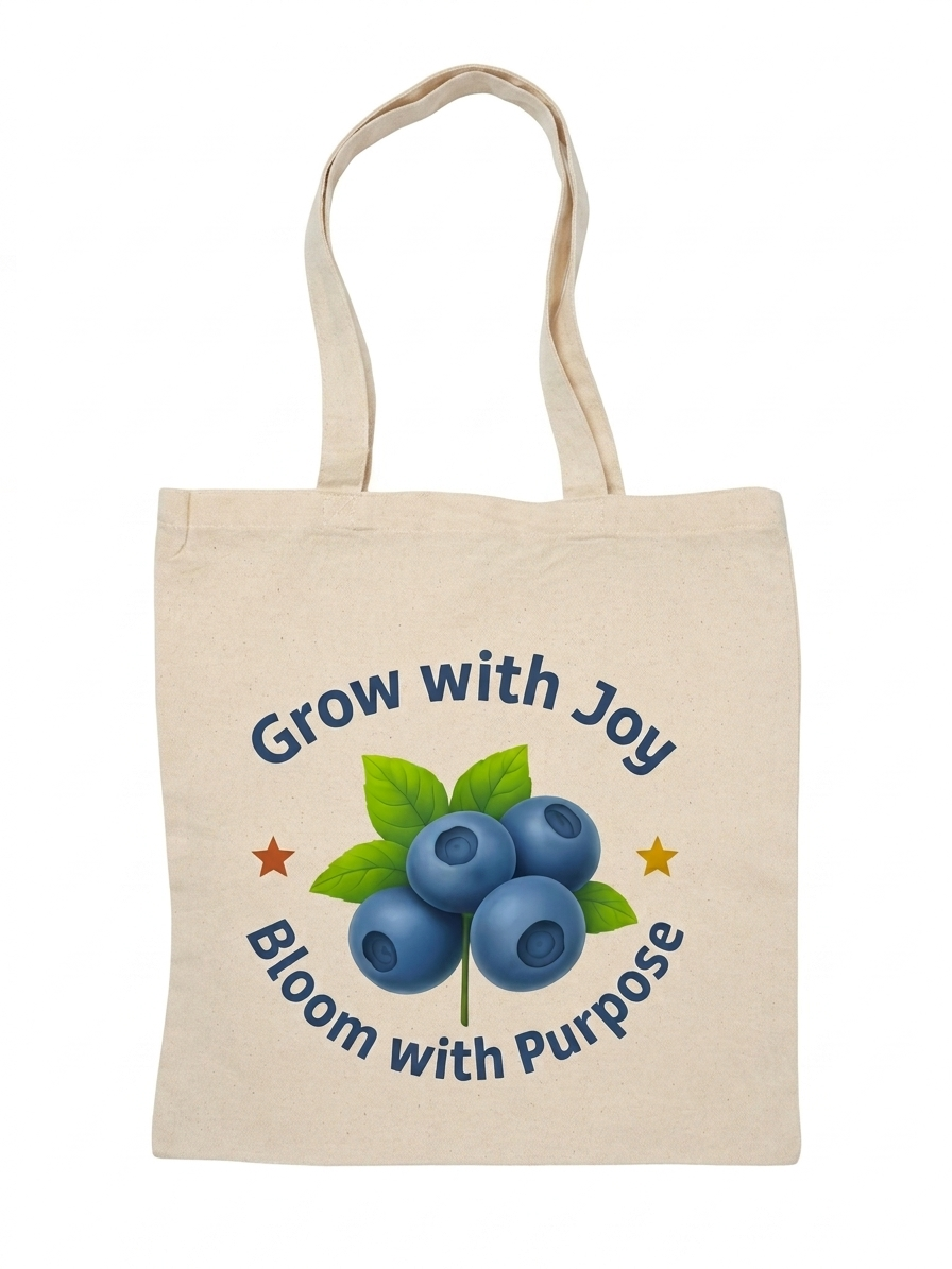 Tote Bag Blueberries Canva 100% Cotton