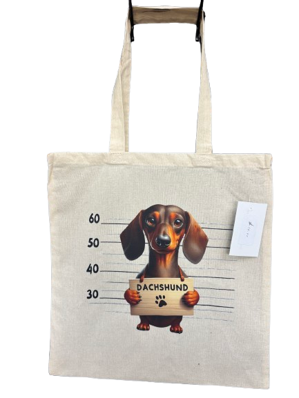 Canva Tote Bag Dachshund 100% cotton