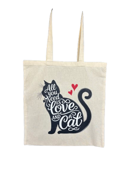 Tote Bag Canva Cat lover 100% cotton